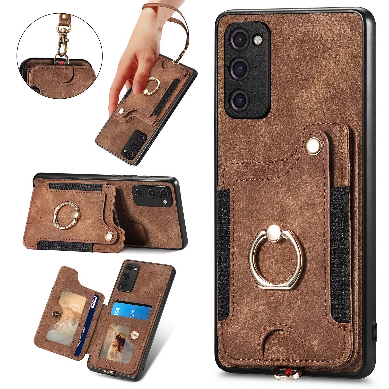 For Samsung Galaxy S20 FE / S20 FE 5G / S20 FE 2022 / S20 Lite RFID Blocking Phone Cover PU Leather Coated PC TPU Card Holder Kickstand Case For Samsung Galaxy S20 FE / S20 FE 5G / S20 FE 2022 / S20 Lite RFID Blocking Phone Cover PU Leather Coated PC TPU Card Holder Kickstand Case